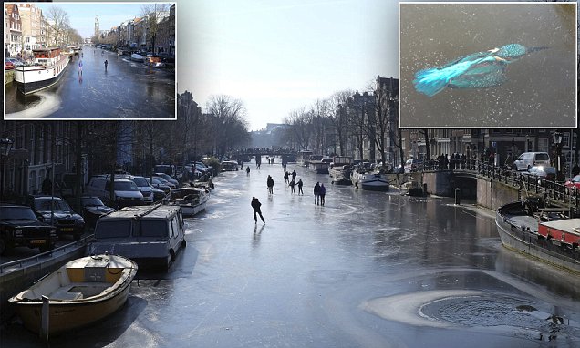 Musim Dingin Ekstrim Landa Eropa, Kanal di Amsterdam Mendadak Beku